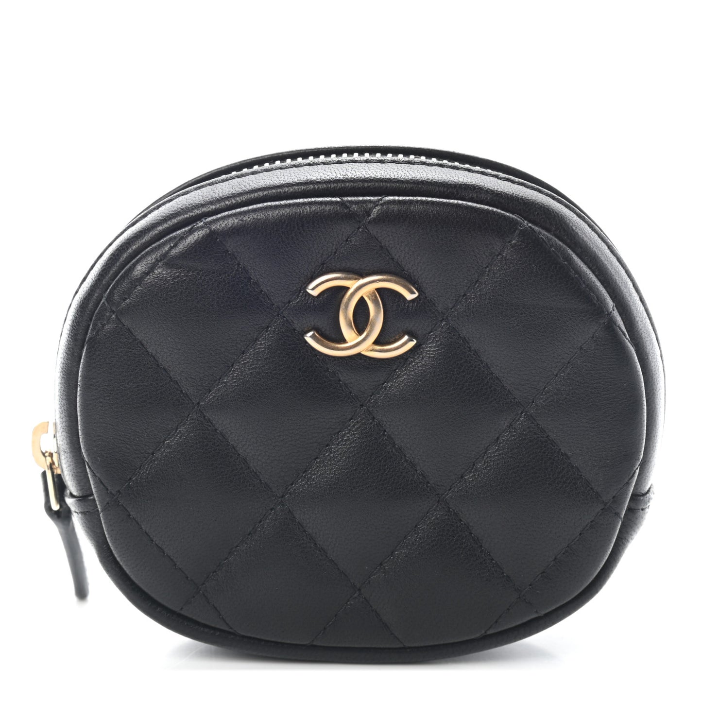 Lambskin Quilted Zip Around Classic Coin Purse Black