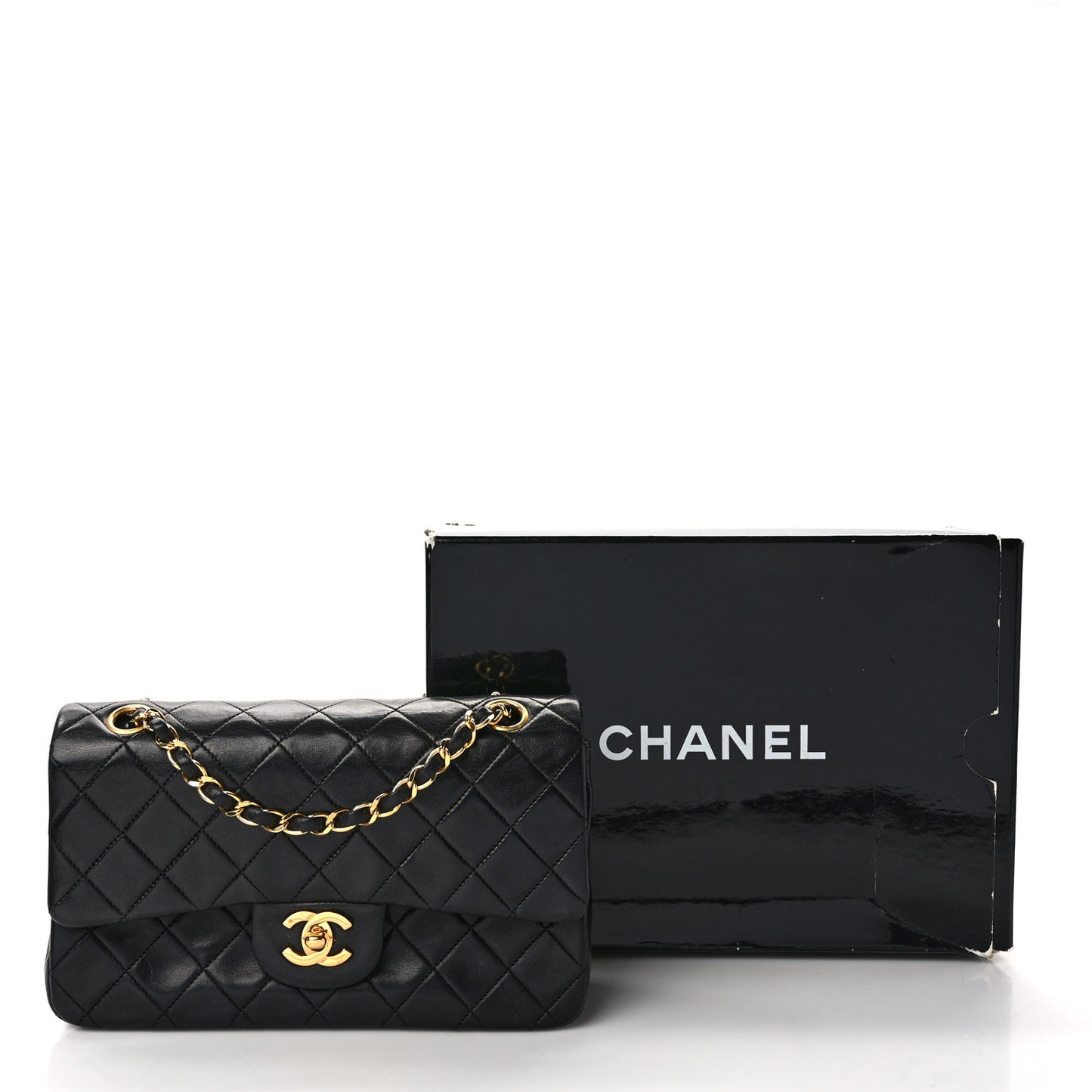 Lambskin Quilted Small Double Flap Black