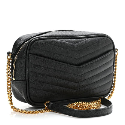 Saint Laurent Grain De Poudre Matelasse Monogram Mini Lou Camera Bag Black 3 of 12