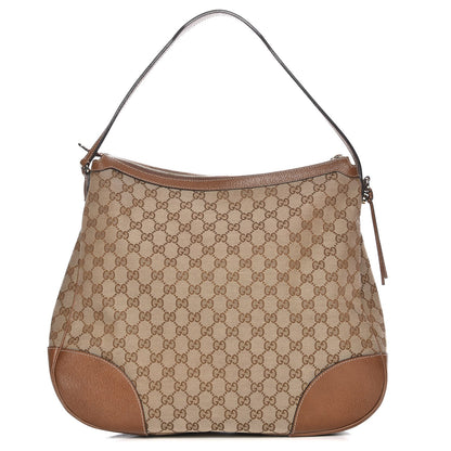 Gucci Monogram Textured Calfskin Large Bree Hobo Beige Ebony Nocciola 1 of 7