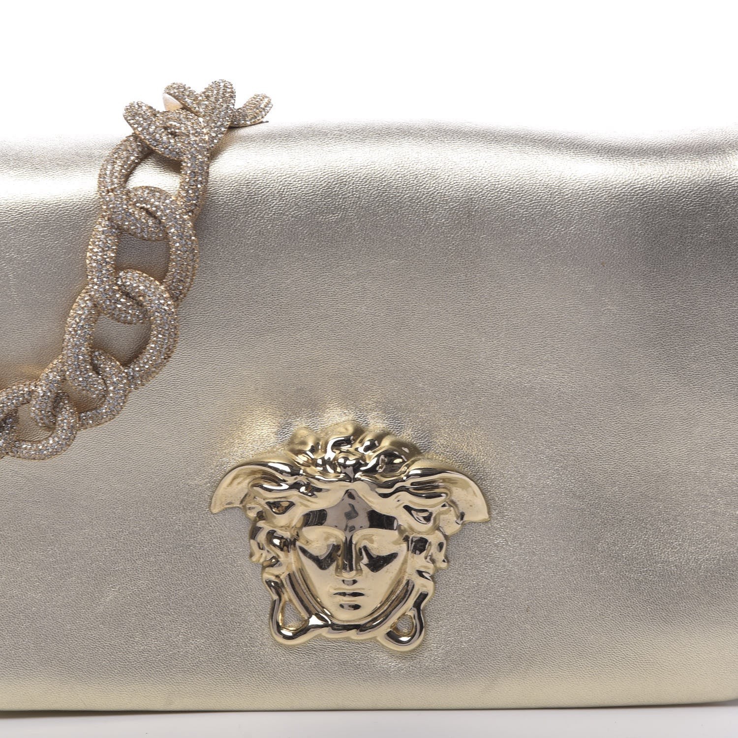 Versace Metallic Nappa Crystal Palazzo Sultan Evening Bag Gold 10 of 12