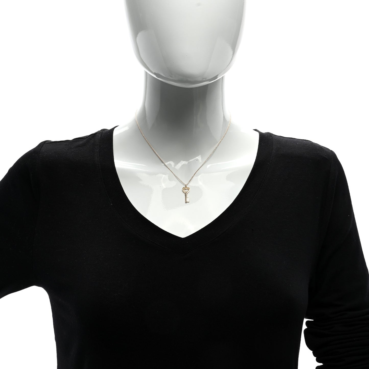 18K Rose Gold Mini Heart Key Pendant Necklace