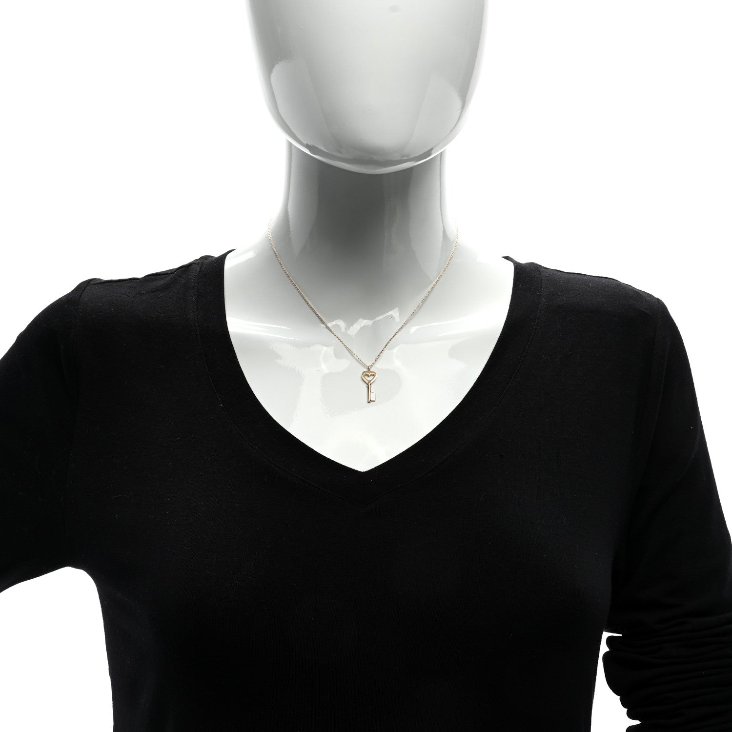 Tiffany 18K Rose Gold Mini Heart Key Pendant Necklace 1 of 4