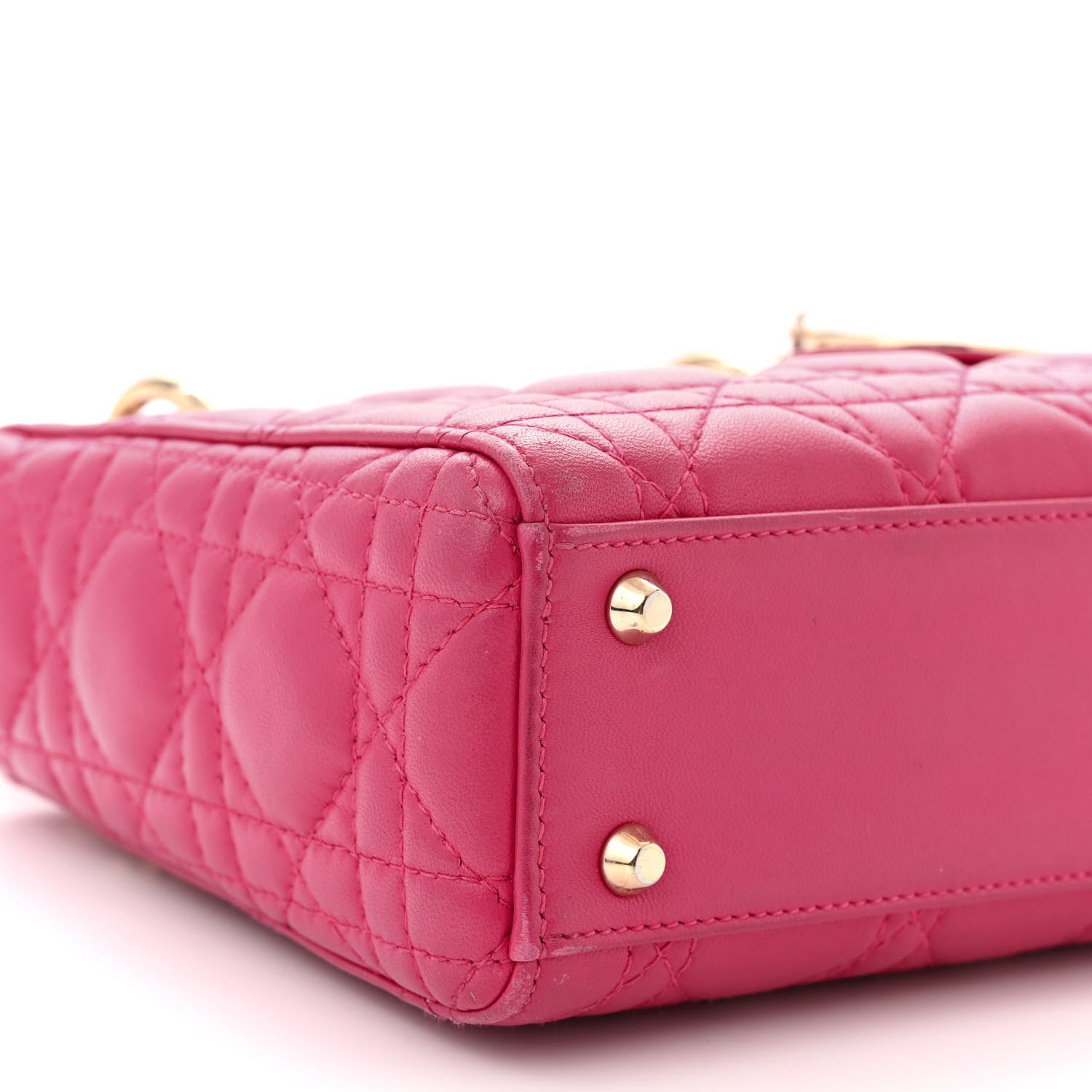 Christian Dior Lambskin Cannage Mini Lady Dior Fuchsia 9 of 15