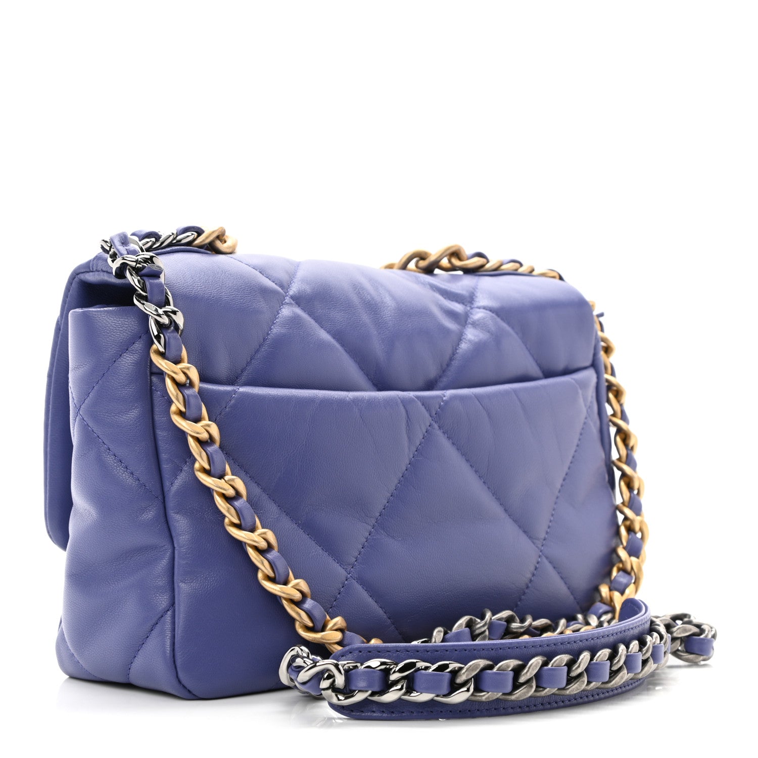 Chanel Goatskin Quilted Medium Chanel 19 Flap Purple 3 of 10