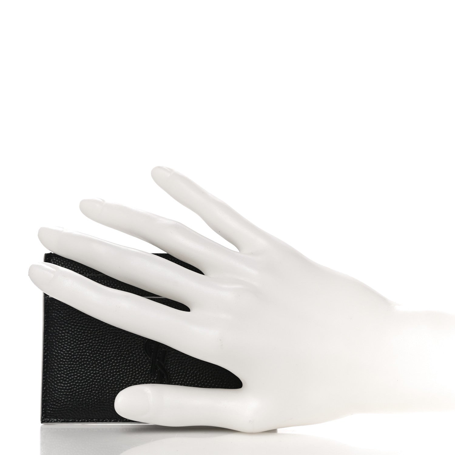 Saint Laurent Grain De Poudre Monogram Credit Card Case Black White 2 of 11