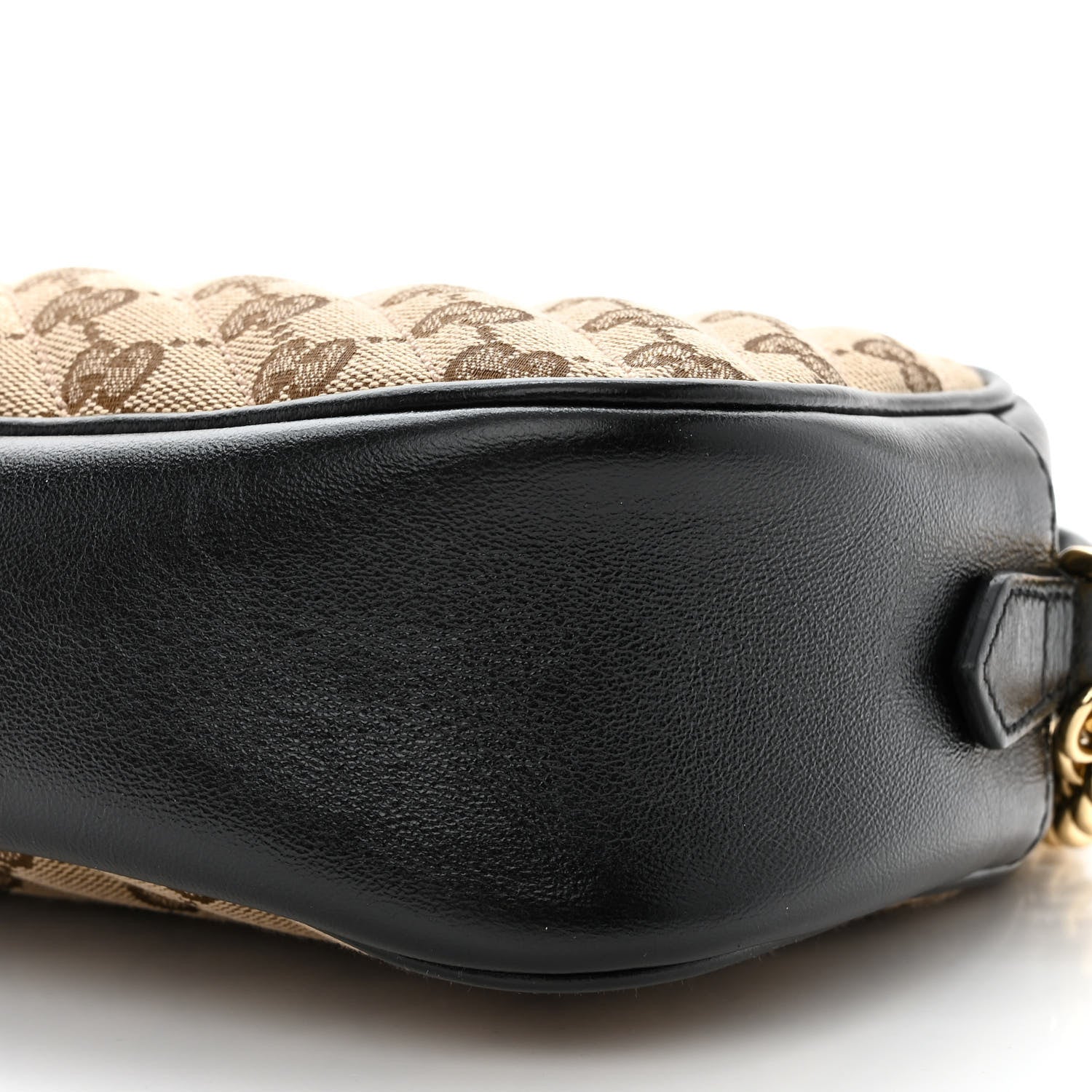 Gucci Monogram Matelasse Diagonal Small GG Marmont Chain Shoulder Bag Beige Black 10 of 11