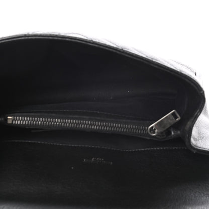 Saint Laurent Sheepskin Matelasse Chevron Monogram Medium College Bag Black 7 of 11