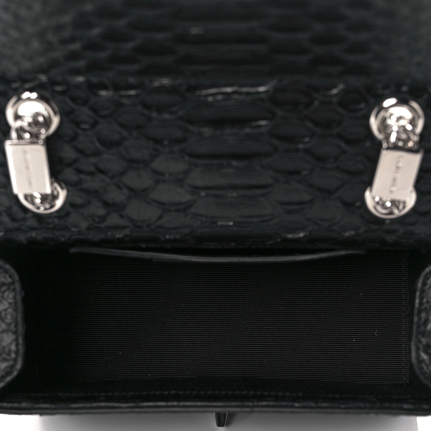 Calfskin Crocodile Embossed Bag Black