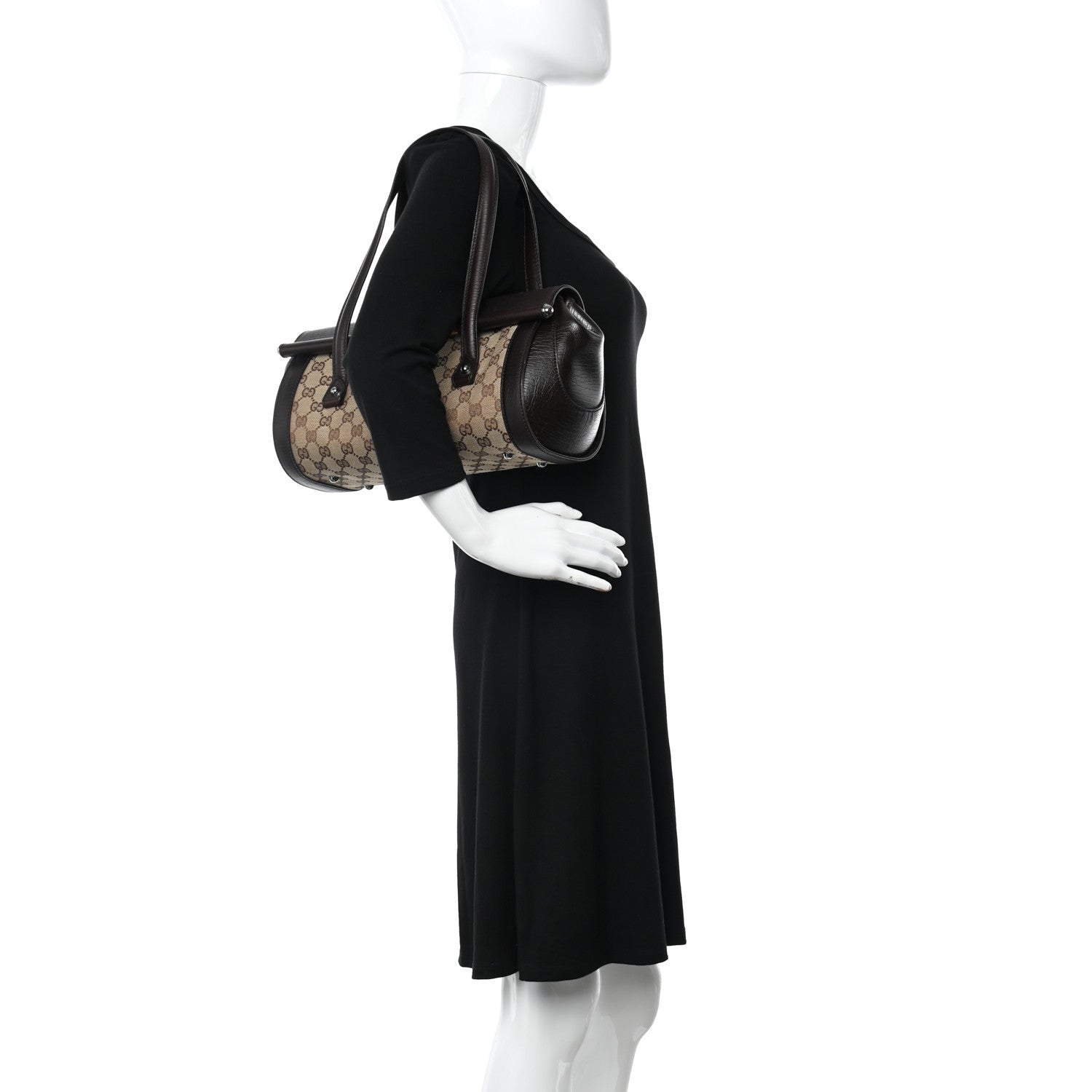 Gucci Monogram Bamboo Bullet Handbag Brown 2 of 12