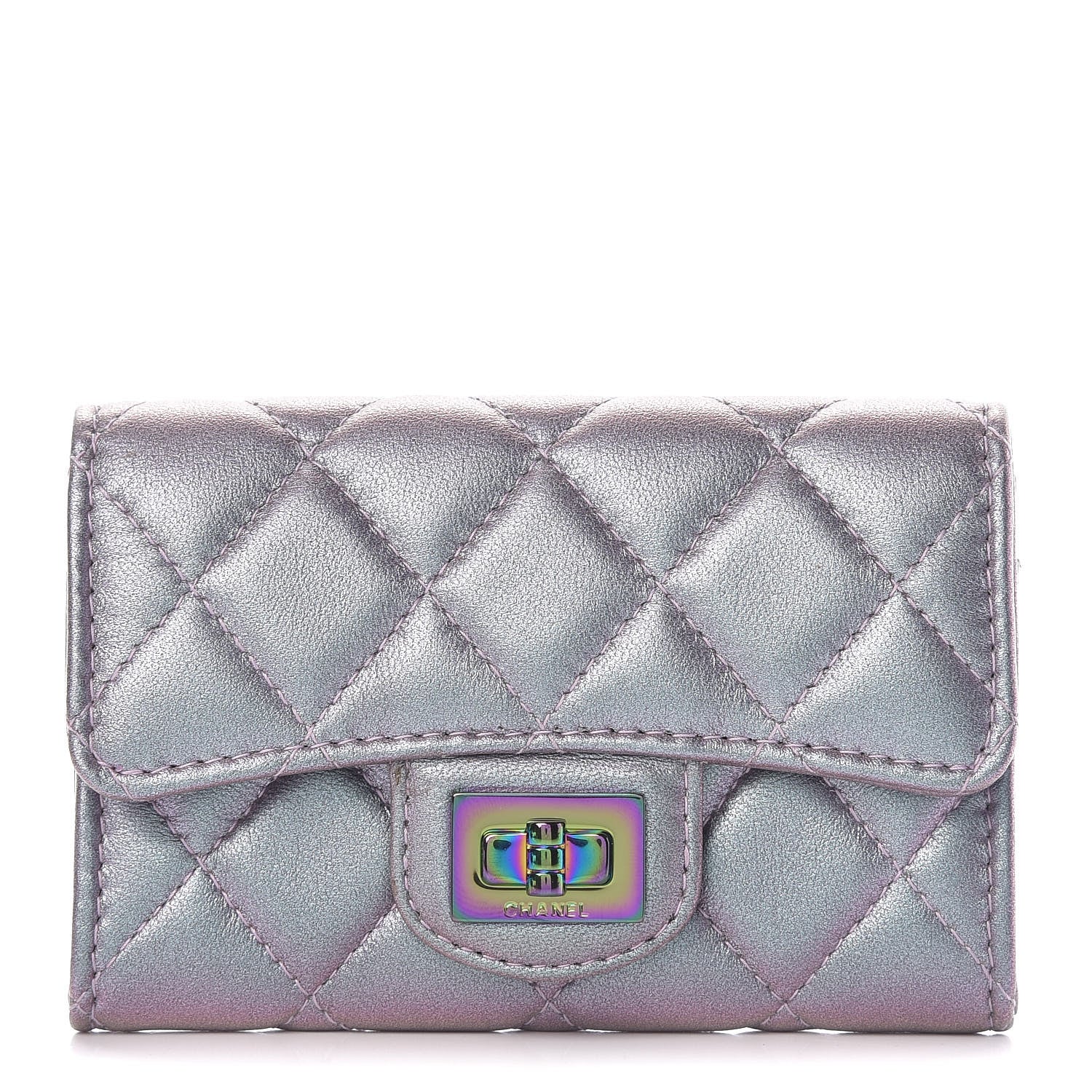 Chanel Iridescent Lambskin Quilted Reissue Flap Card Holder Light Purple 1 of 8