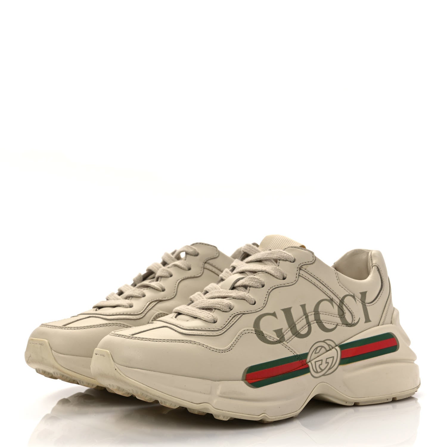 Gucci Calfskin Logo Womens Rhyton Sneakers 36.5 Ivory 3 of 8