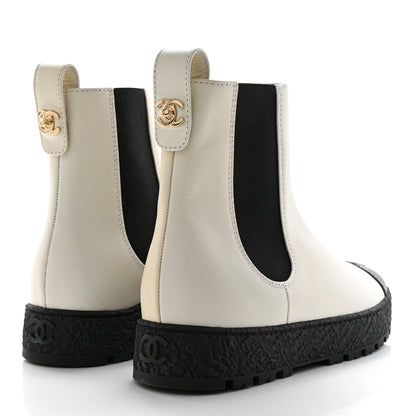 Chanel Calfskin Cap Toe CC Ankle Boots 41 White Black 4 of 12