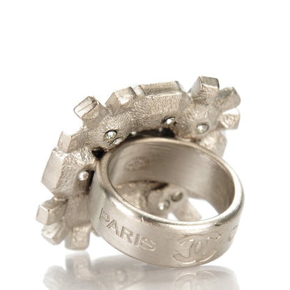 Chanel Baguette Crystal CC Ring 3.5 Silver 3 of 4
