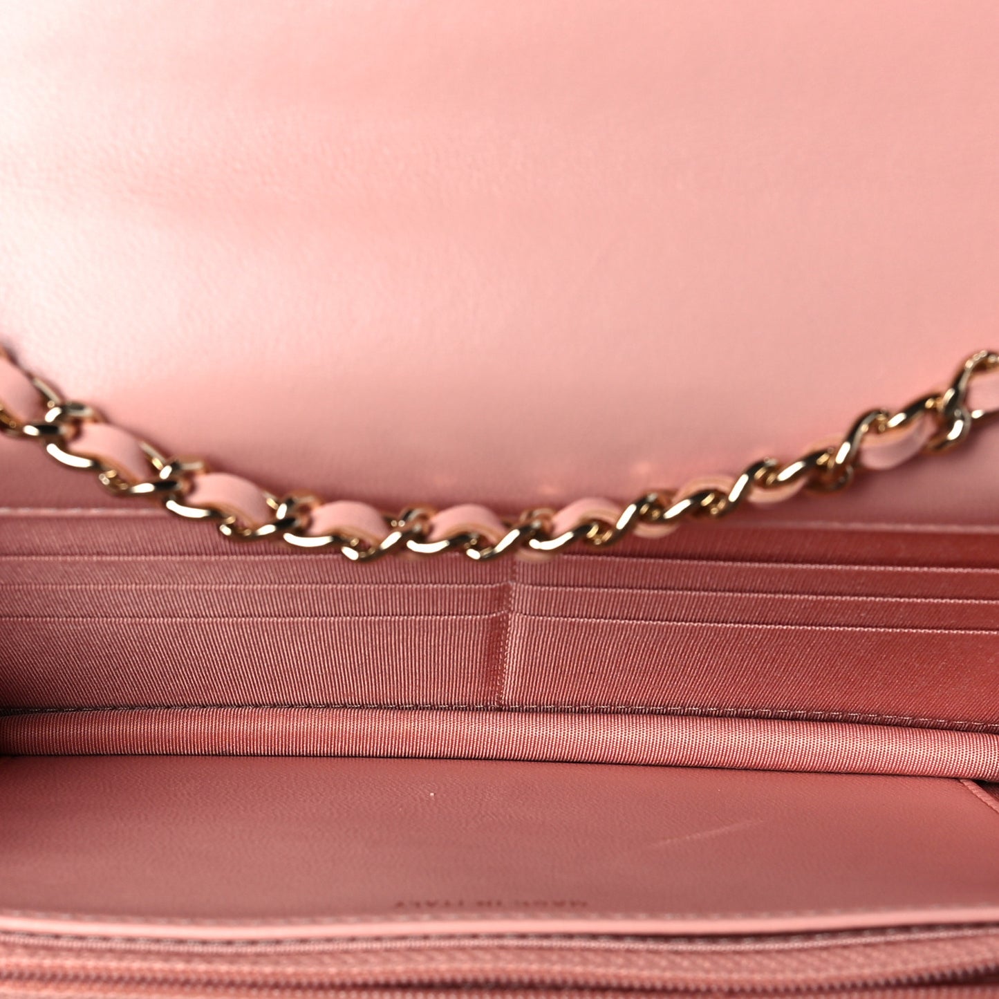 Lambskin Quilted Trendy CC Wallet On Chain WOC Pink
