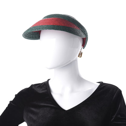 Gucci Raffia Web Visor L Green Red 2 of 8