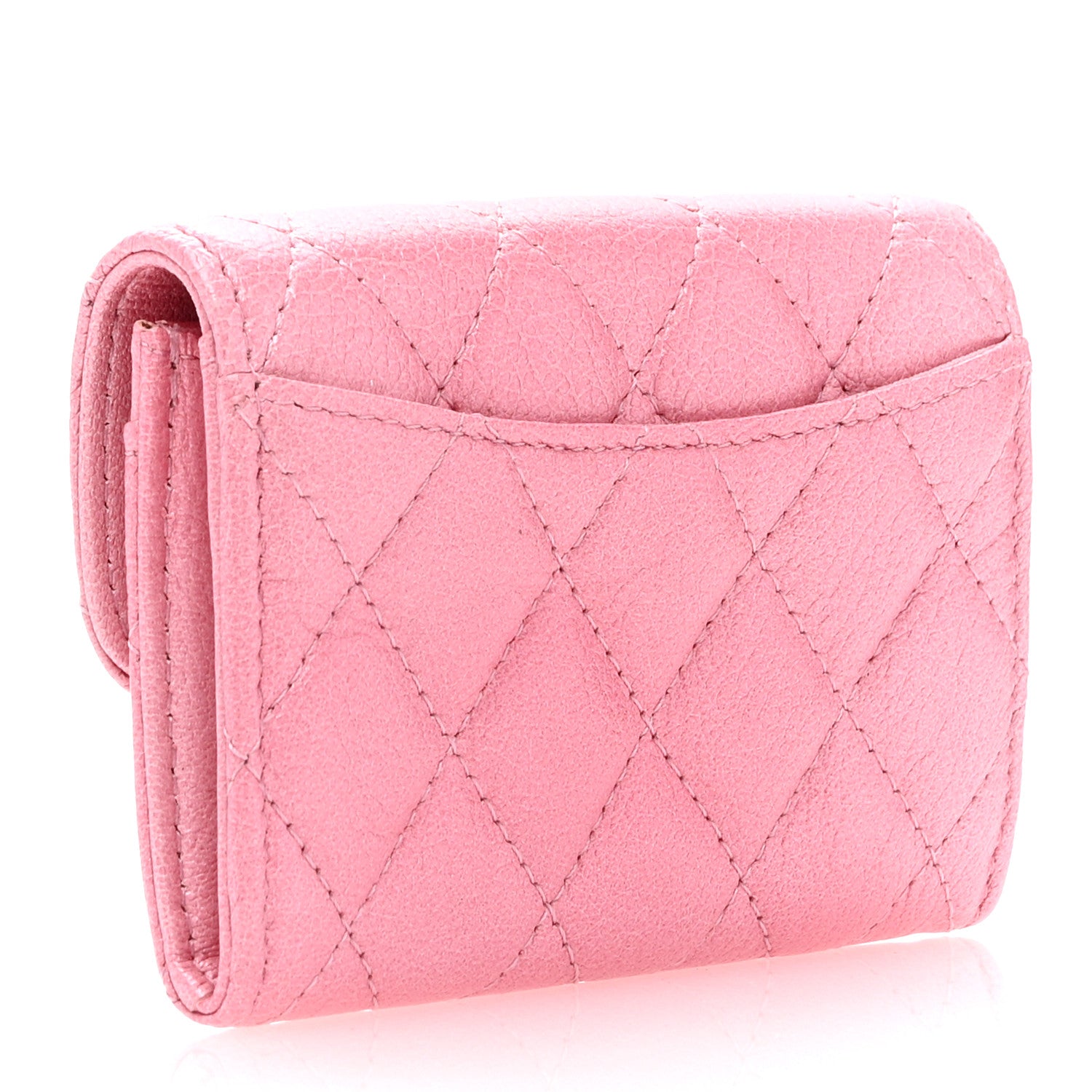 Chanel Cloudy Pearly Goatskin Quilted Flap Card Holder Wallet Pink 3 of 8