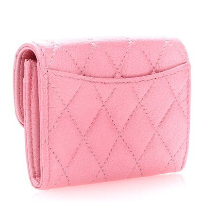 Chanel Cloudy Pearly Goatskin Quilted Flap Card Holder Wallet Pink 3 of 8