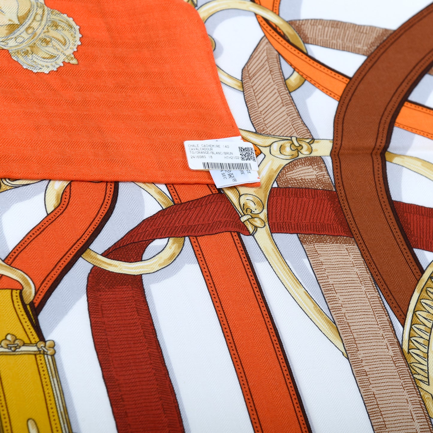 Cashmere Silk Cavalcadour Shawl 140 Orange White Brun