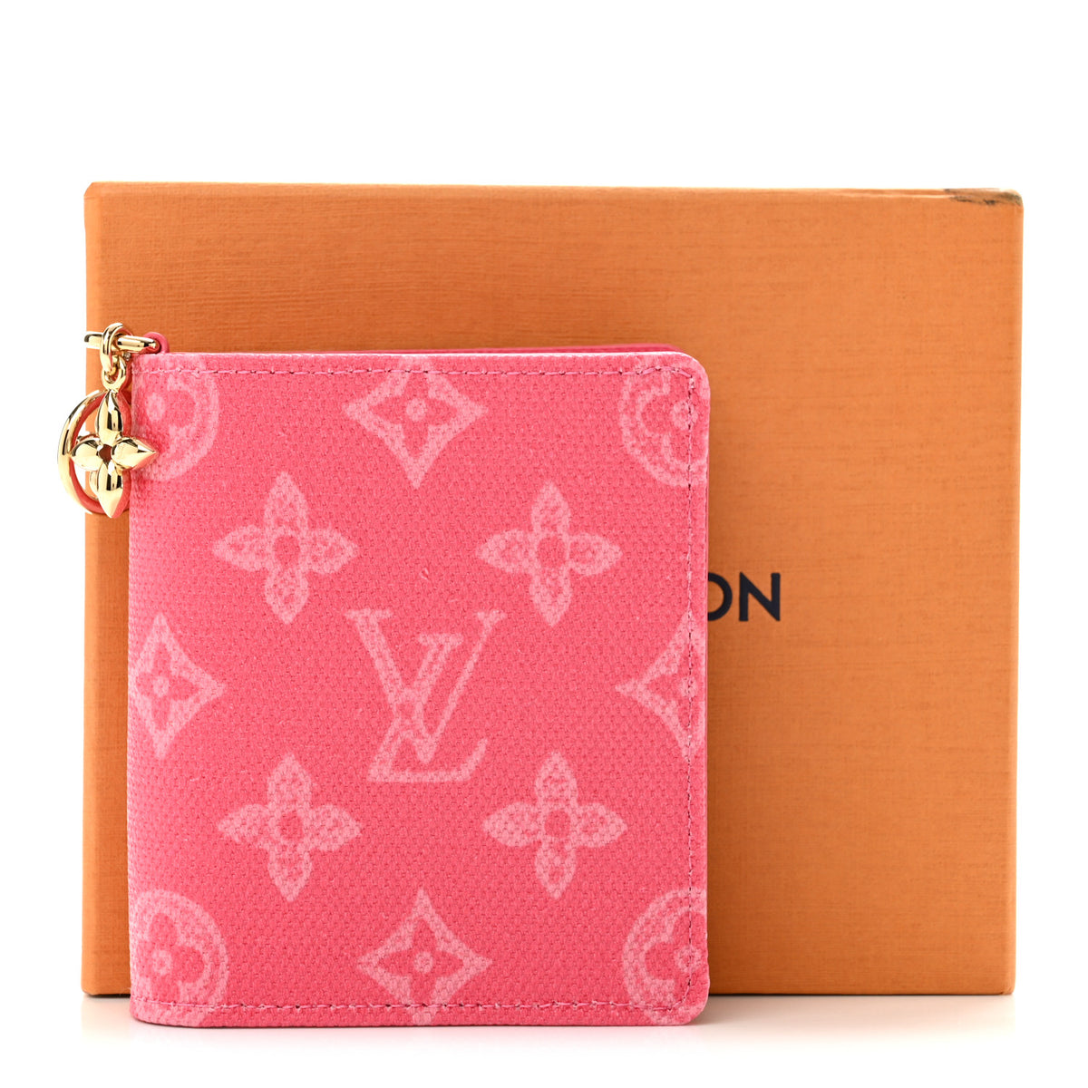 Monogram Origine LV Charms Pocket Wallet Rose Ruban