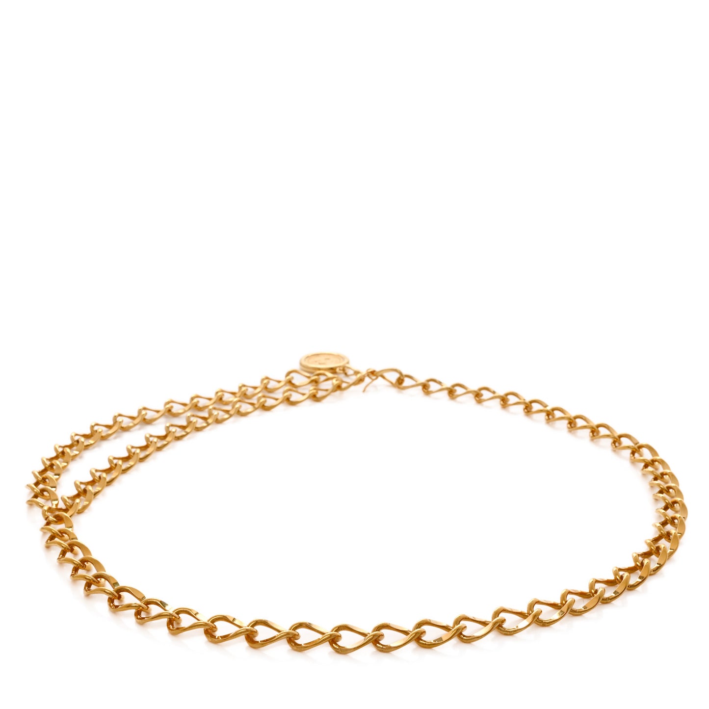 Metal Chain CC Medallion Belt Gold