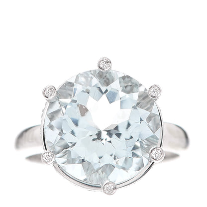 Damiani 18K White Gold Diamond Aquamarine Minou Ring 56 7.75 1 of 6