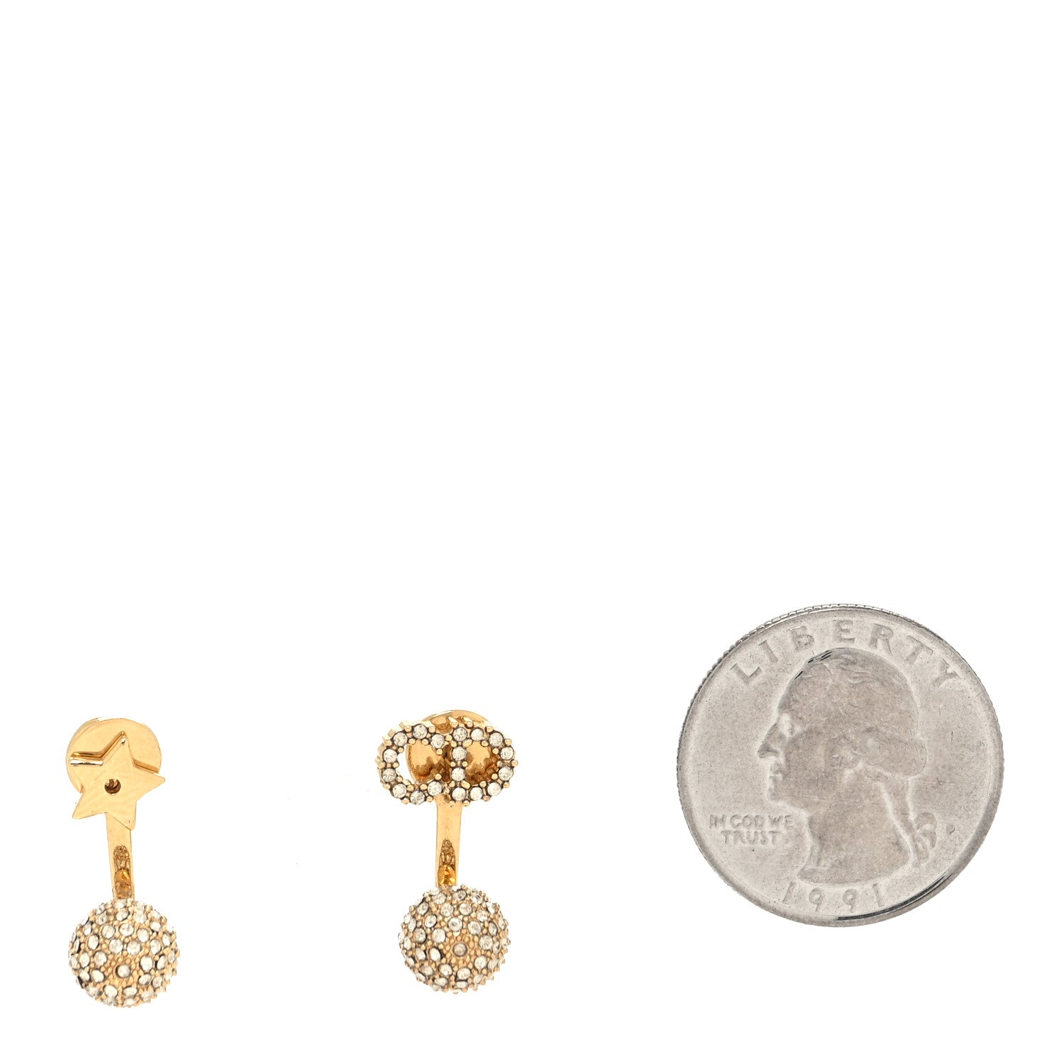 Christian Dior Crystal Star CD La Petite Tribal Earrings Gold 2 of 4