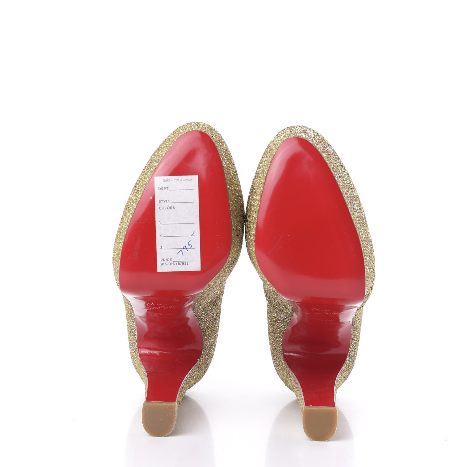 Christian Louboutin Glitter Bibi 140 Pumps 37.5 Gold 6 of 9
