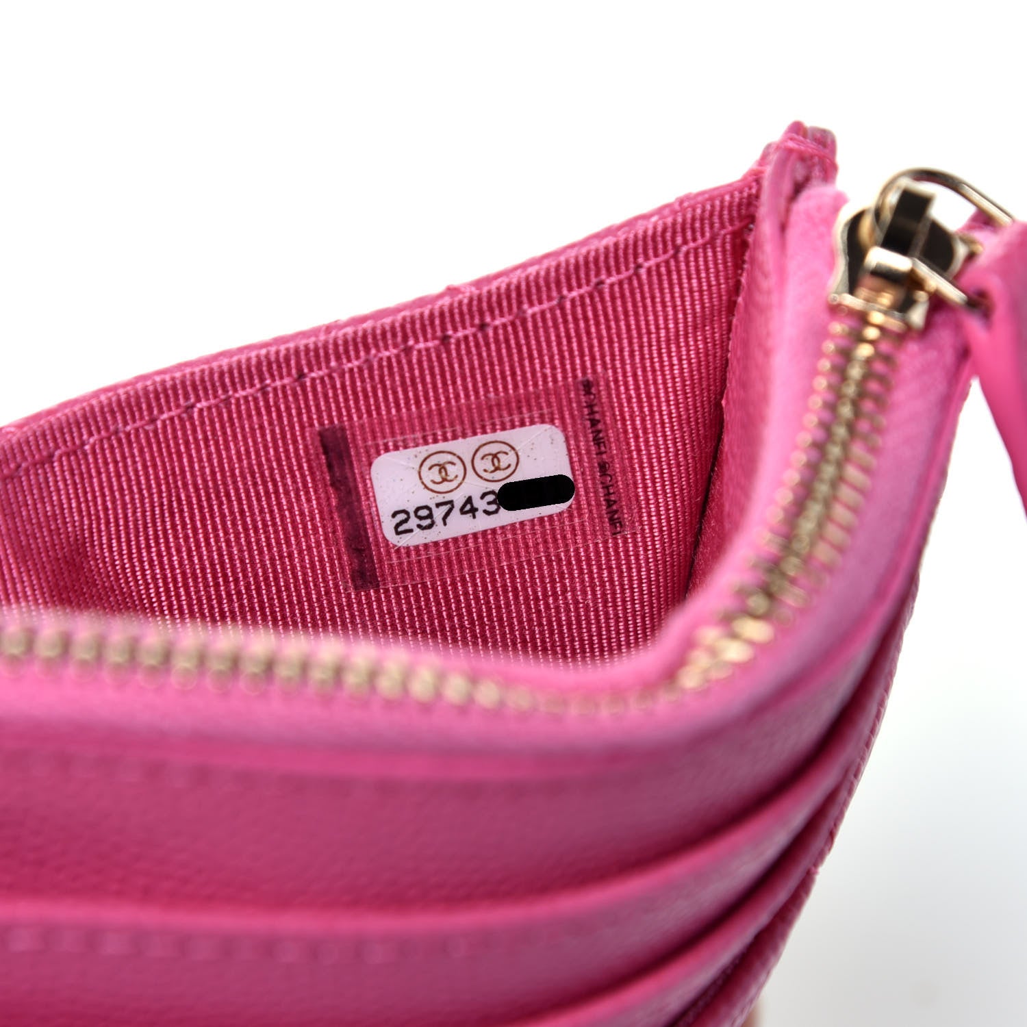 Chanel Caviar Quilted CC Zip Card Holder Pink 7 of 7