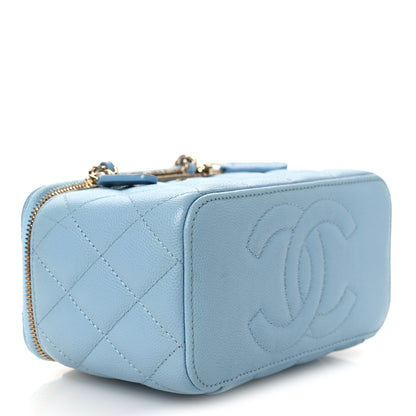 Chanel Caviar Quilted Small Tiny CC Vanity Case With Chain Light Blue 4 of 16