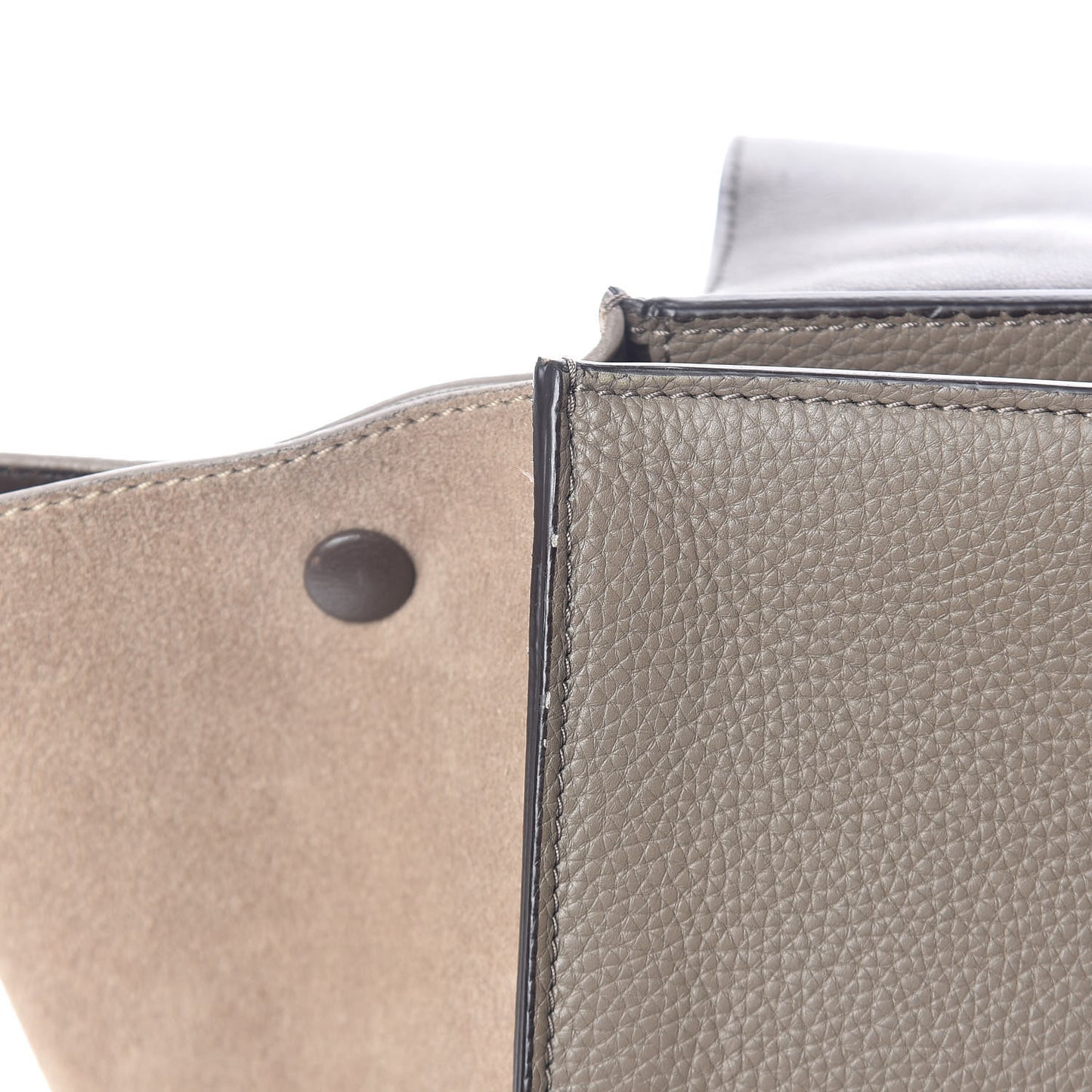 Drummed Calfskin Suede Medium Trapeze Taupe