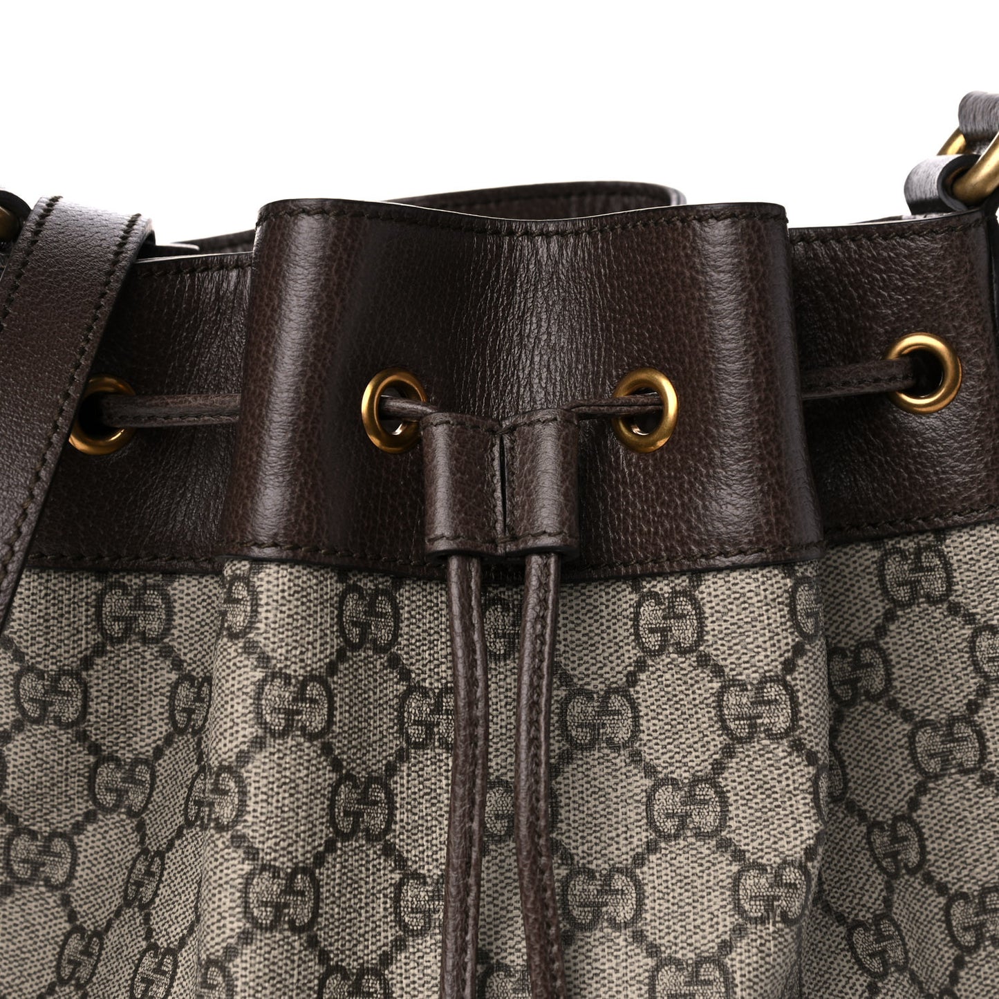 GG Supreme Monogram Web Ophidia Bucket Bag Brown