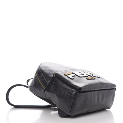 Fendi X FILA Glazed Fabric Vitello Century FF 1974 Mania Pouch Pocket Backpack Black White 3 of 9
