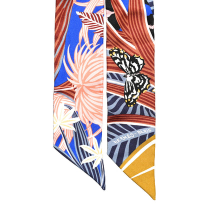 Hermes Silk Jaguar Quetzal Twilly Bleu Roy Brun Saumon 2 of 3