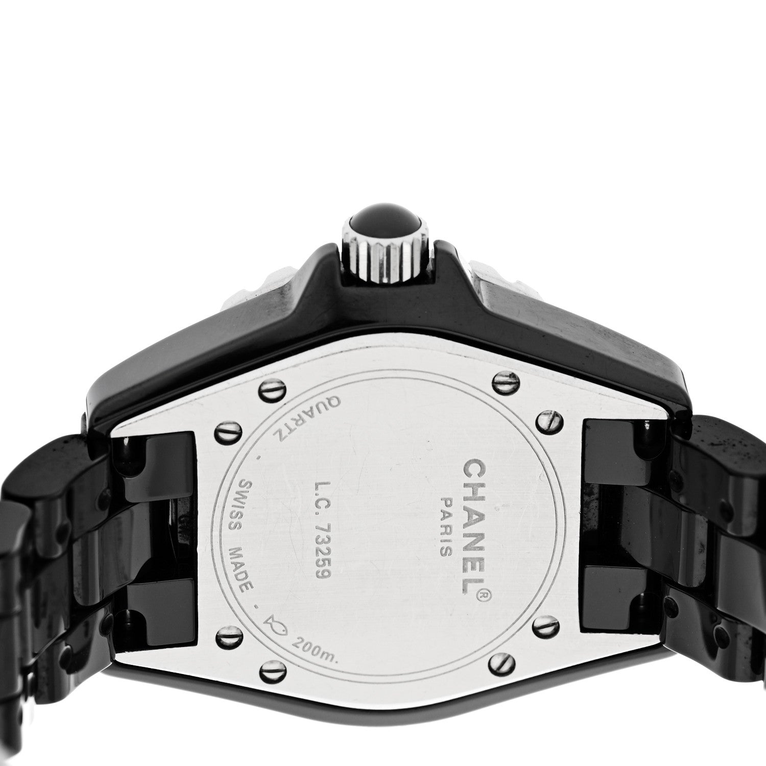 Chanel Stainless Steel Ceramic Diamond 33mm J12 Quartz Watch Black 4 of 4