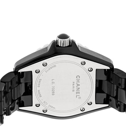 Chanel Stainless Steel Ceramic Diamond 33mm J12 Quartz Watch Black 4 of 4