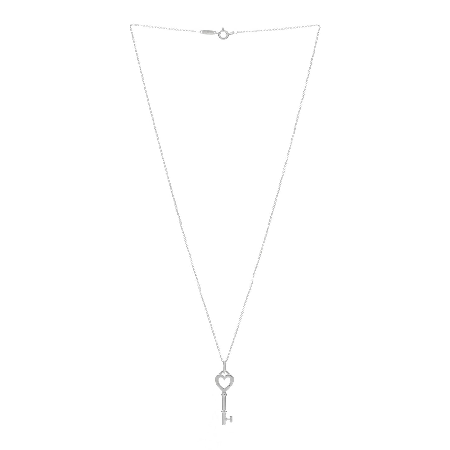 Sterling Silver Small Heart Key Pendant Necklace