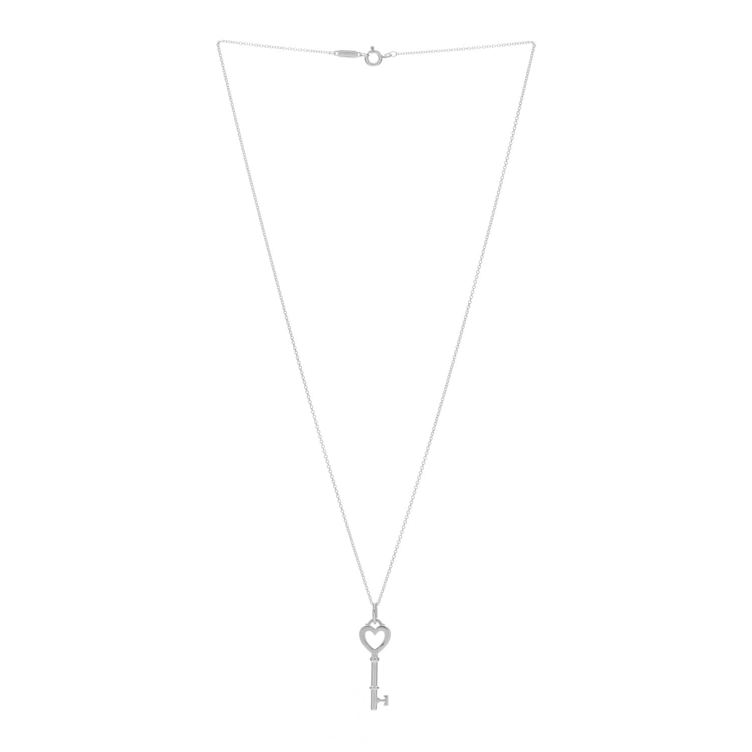 Tiffany Sterling Silver Small Heart Key Pendant Necklace 3 of 4