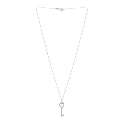 Tiffany Sterling Silver Small Heart Key Pendant Necklace 3 of 4