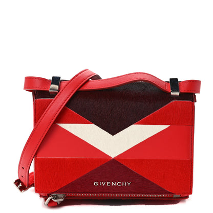 Givenchy Cow Hair Calfskin Mini Pandora Box Crossbody Bag Red Multicolor 1 of 9