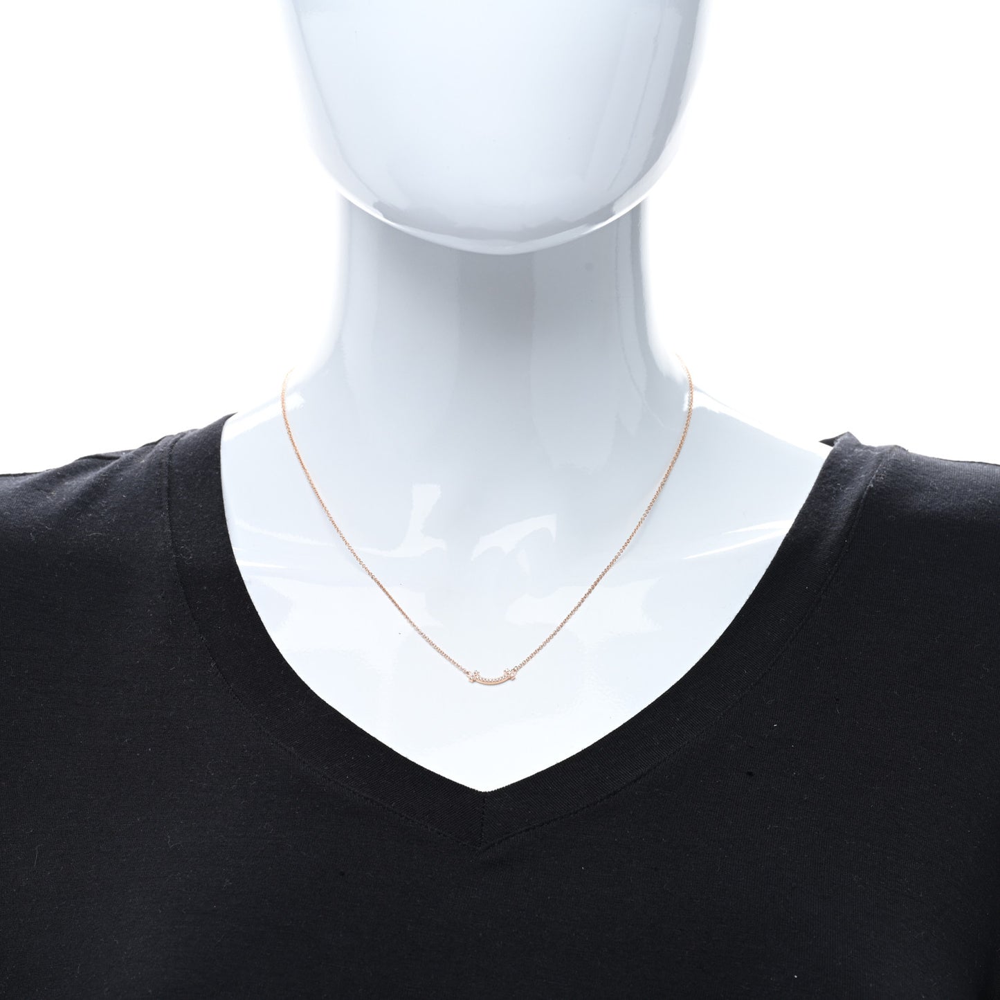 18K Rose Gold Diamond Mini T Smile Pendant Necklace