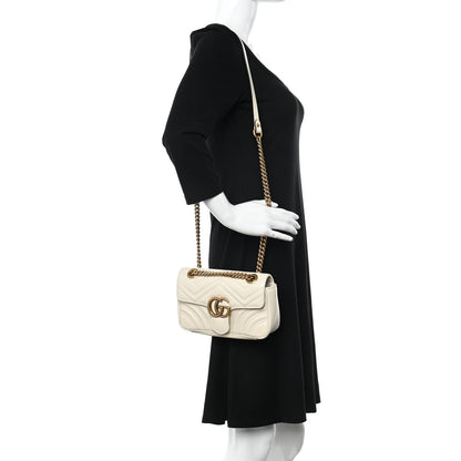 Gucci Calfskin Matelasse Mini GG Marmont Shoulder Bag White 2 of 10