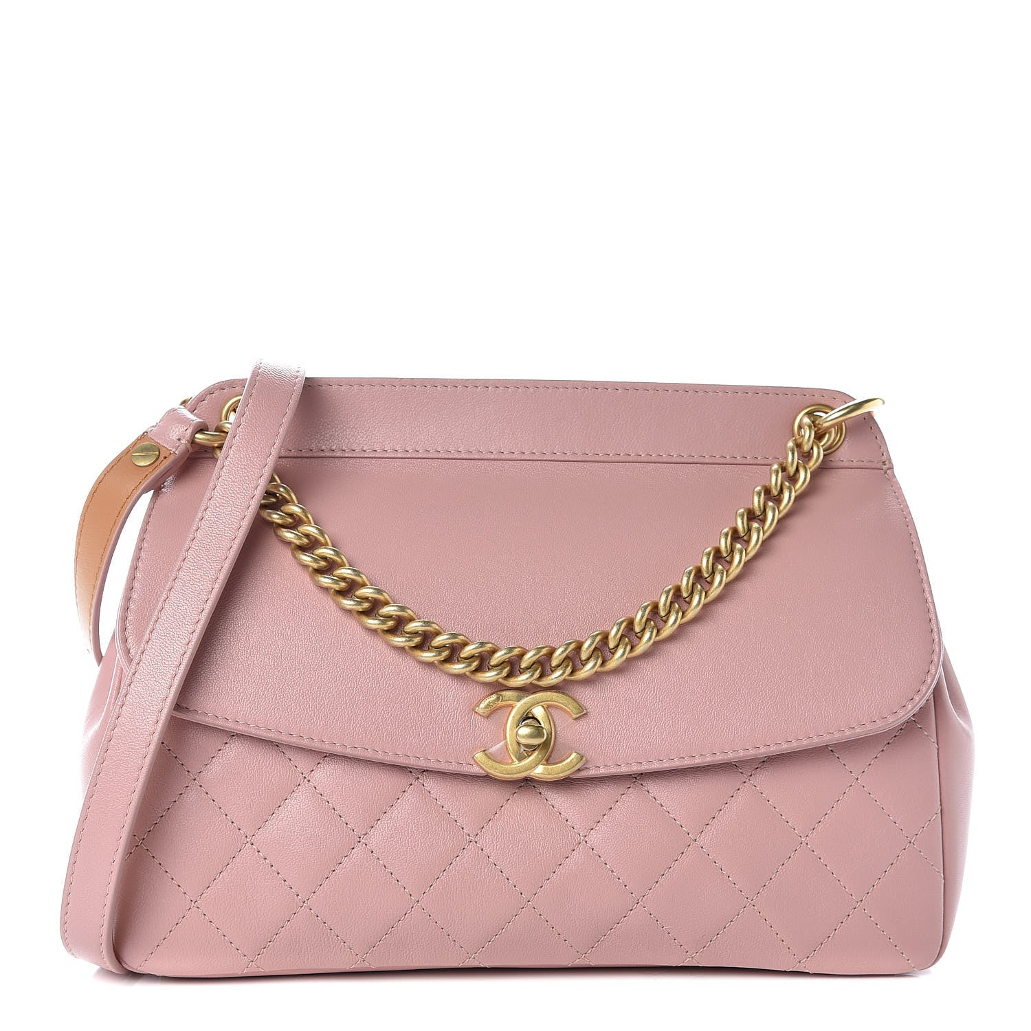 Chanel Lambskin Quilted Curved Flap Pink 1 of 11