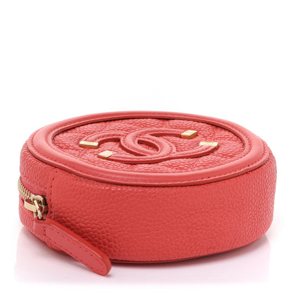 Chanel Caviar Quilted Filigree Zip Around Classic Coin Purse Red 4 of 8