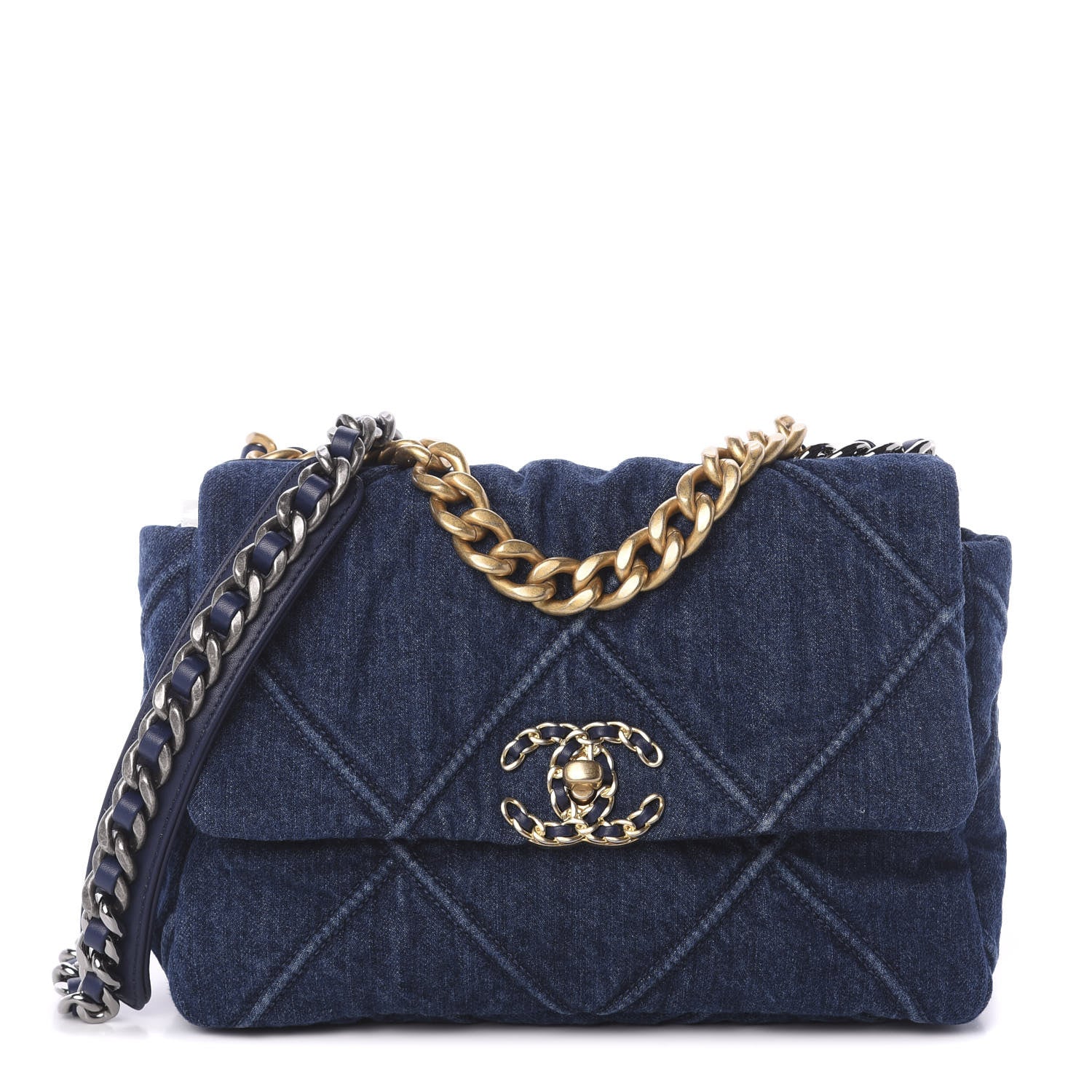 Chanel Denim Quilted Medium 19 Flap Blue 1 of 11