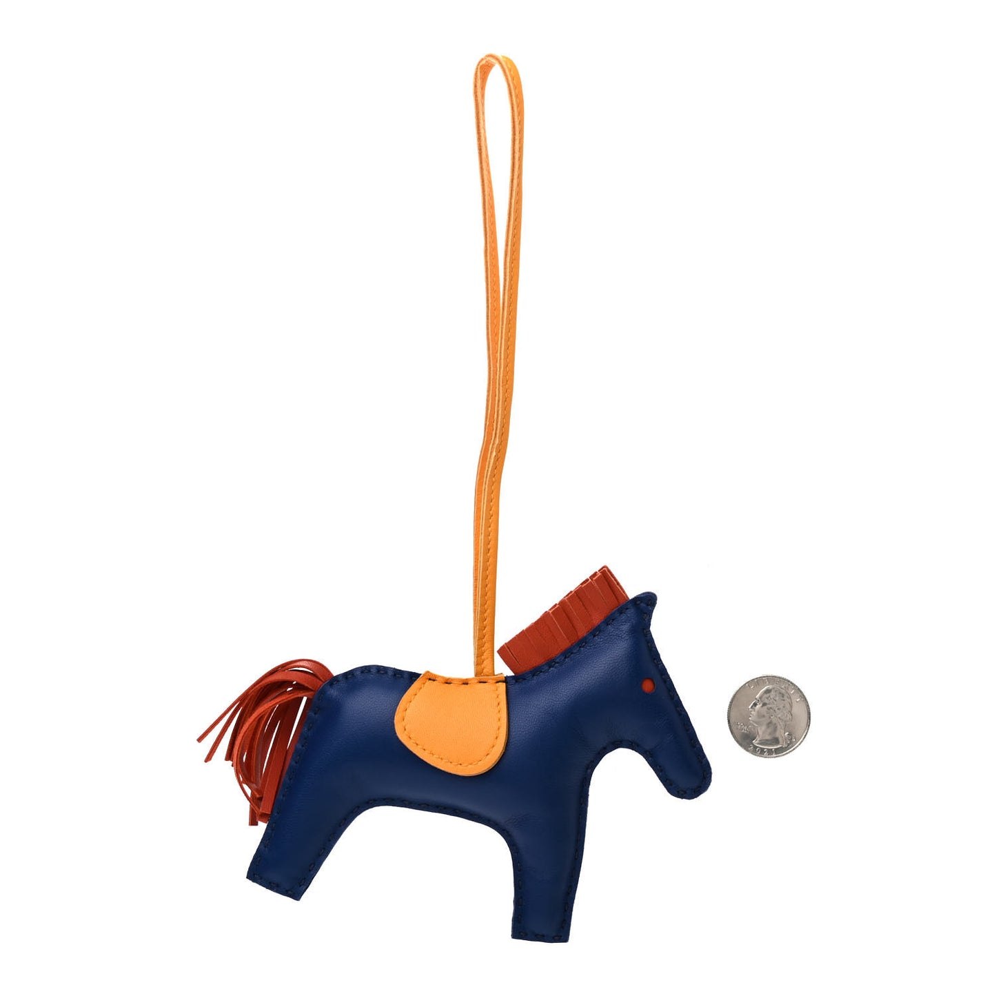 Milo Lambskin Grigri Rodeo Horse Bag Charm GM Bleu de Malte Cornaline Jaune D'Or