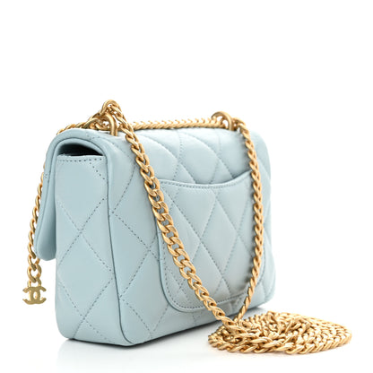 Chanel Lambskin Enamel Quilted Mini Pending CC Square Flap Light Blue 3 of 10