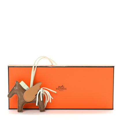 Hermes Milo Lambskin Grigri Rodeo Pegase Horse Bag Charm PM Etoupe Vert Fizz Biscuit 5 of 5