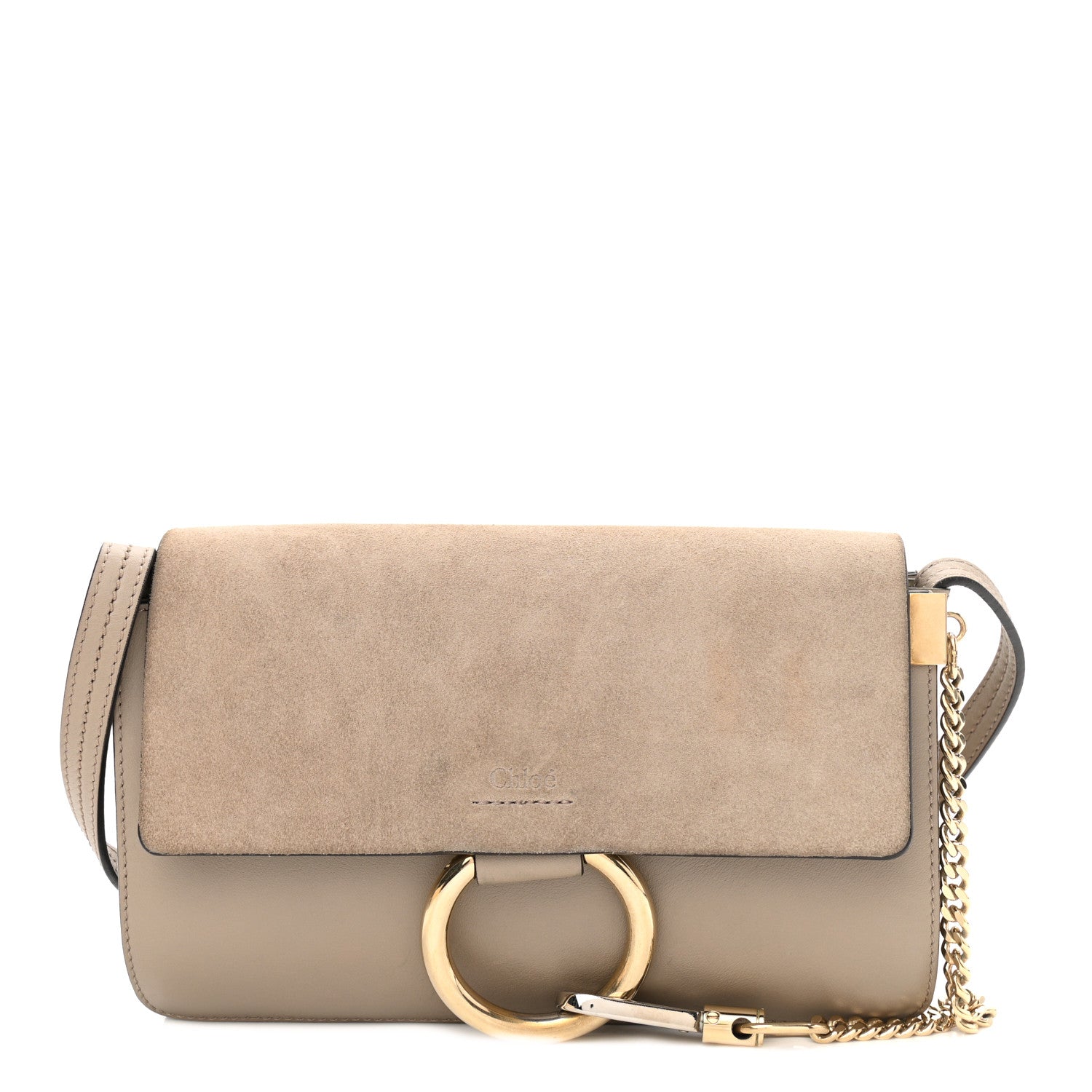 Chloe Suede Calfskin Small Faye Shoulder Bag Motty Grey 1 of 12