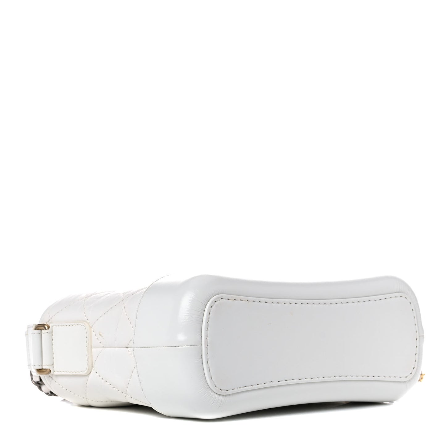 Aged Calfskin Quilted Small Gabrielle Hobo White